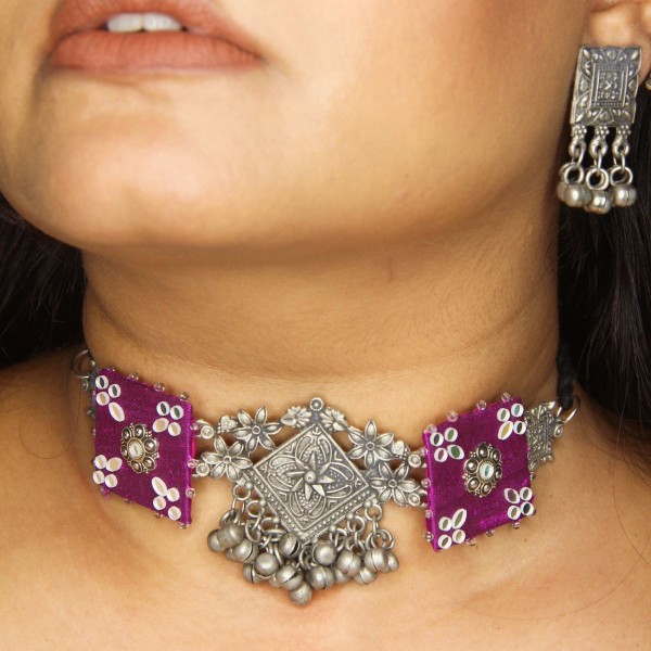 Purple Square Choker